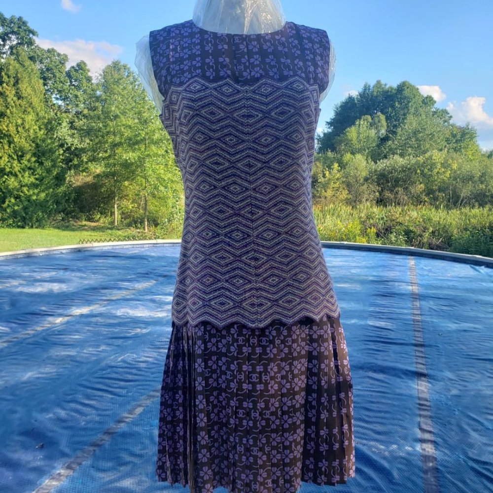 Chanel purple multicolor cc logos size 38 dress